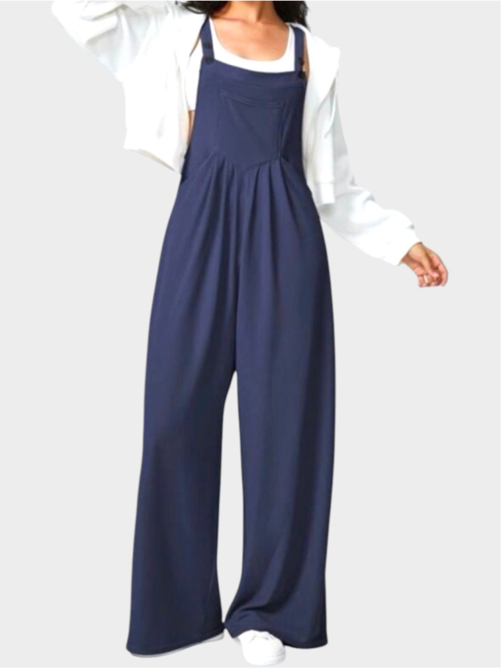 Size M Halara Adjustable Strap Plicated Waffle Casual Overalls Dark Blue